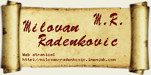 Milovan Radenković vizit kartica